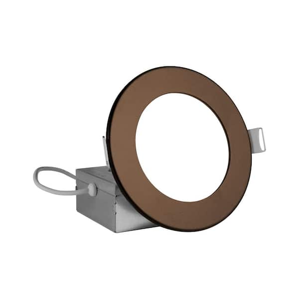 REL 4 in. Round 3000K Remodel IC-Rated Recessed Integrated LED Edge Lit Downlight Kit, Oil-Rubbed Bronze