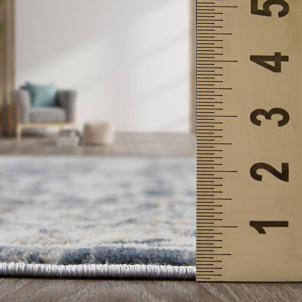 Elysian Blue 9' x 12' Rectangular Easy-Care Synthetic Area Rug