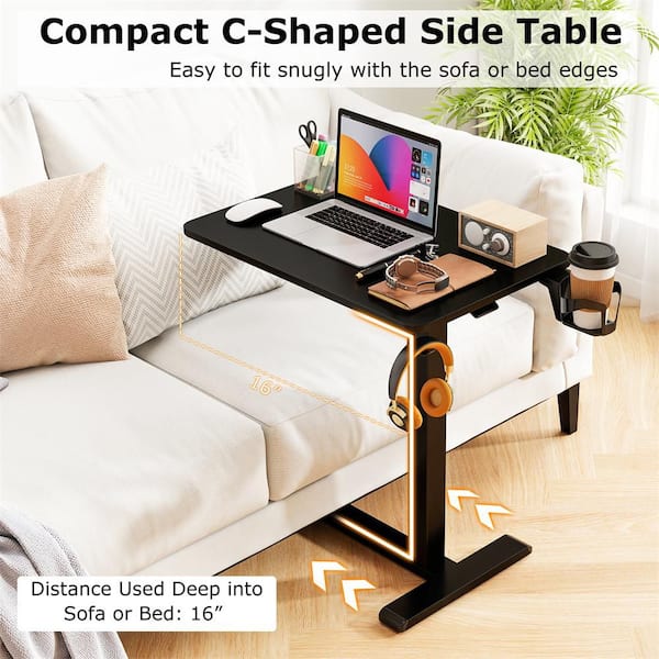 HONEY JOY 24 in. Mobile Standing Desk Pneumatic Height Adjustable