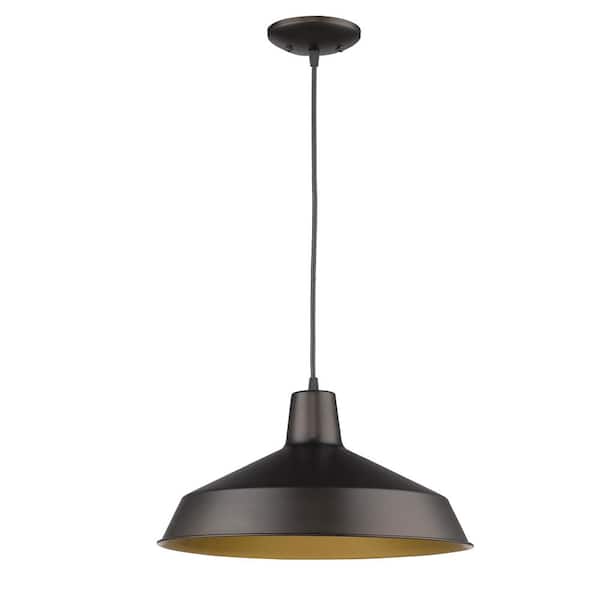 Acclaim Lighting Alcove 1-Light Oil-Rubbed Bronze Pendant with Antique Gold Interior Shade