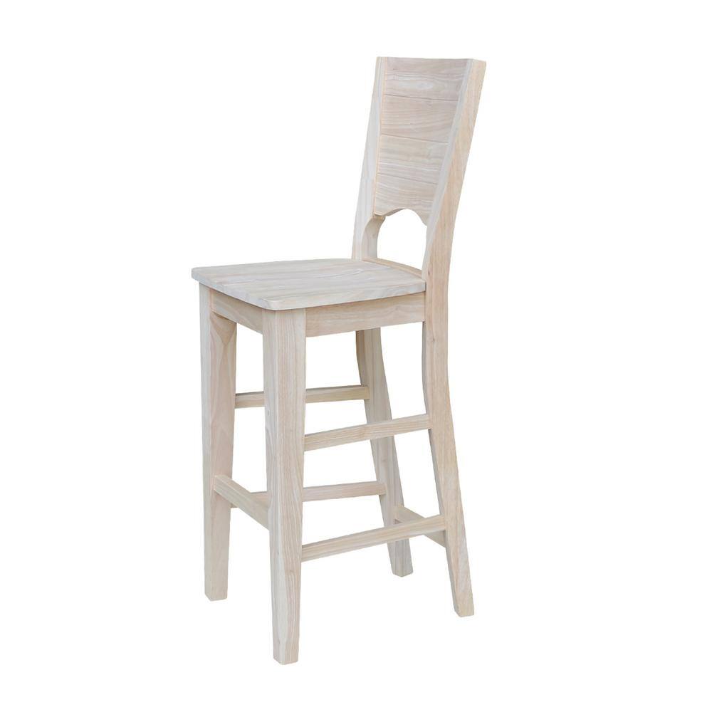 Rustic Farmhouse 30" Saddle-Style Solid Wood Barstool in Natural Brown
