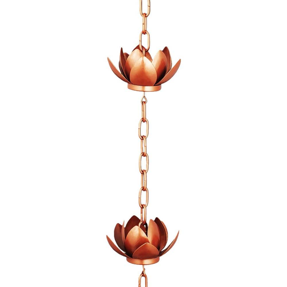 8.5 ft. Copper Metal Plated Lotus Rain Chain Cups, Functional and Decorative Replacement for Gutter Downspouts price history on PriceWatchPro