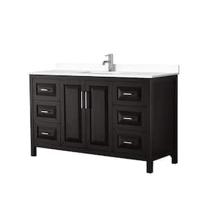 Daria 60in.Wx22 in.D Single Vanity in Dark Espresso with Cultured Marble Vanity Top in White with White Basin