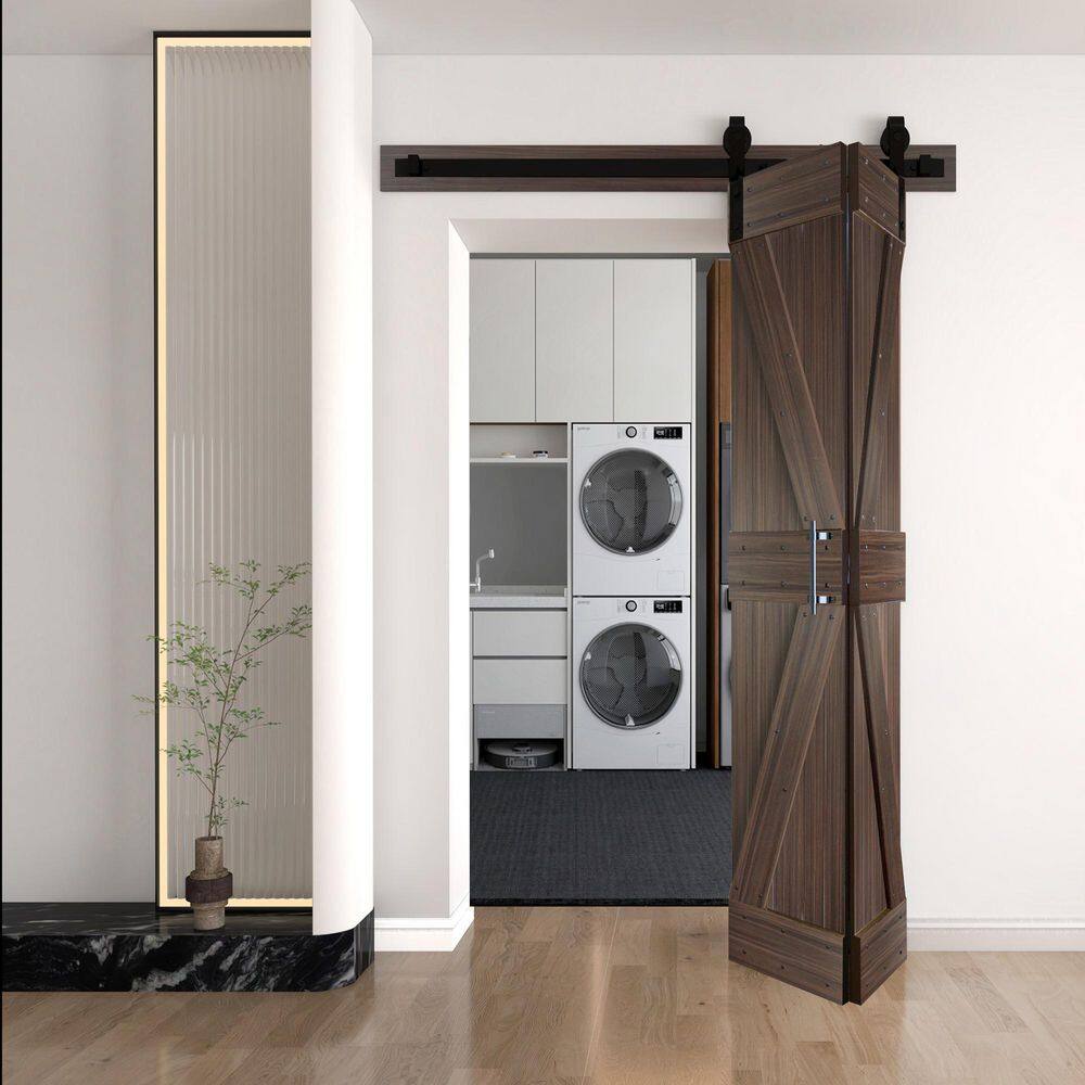 K Style 36in.x84in.(18inx84in.x 2Panels)Espresso Finished Solid Core Wood Bi-Fold Door with Hardware Kit-Assembly Needed price history on PriceWatchPro