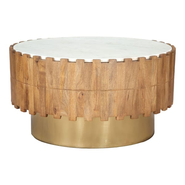 ZUO Bombay Collection 30.1 in. Natural Round Marble Coffee Table