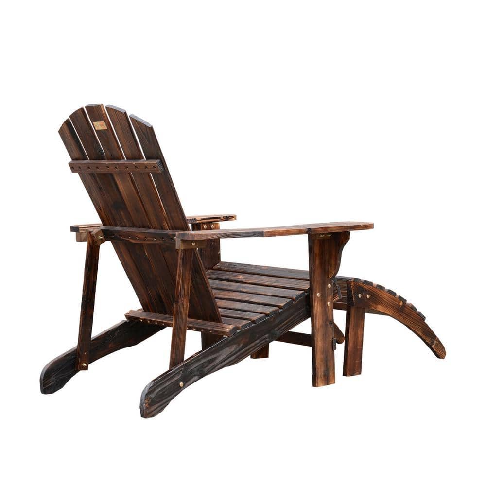 Rustic Brown Fir Wood Adirondack Chair with Ottoman