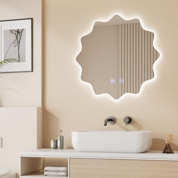 28 in. W x 28 in. H Novelty/Specialty Irregular Shape Frameless Wall Bathroom Vanity Mirror