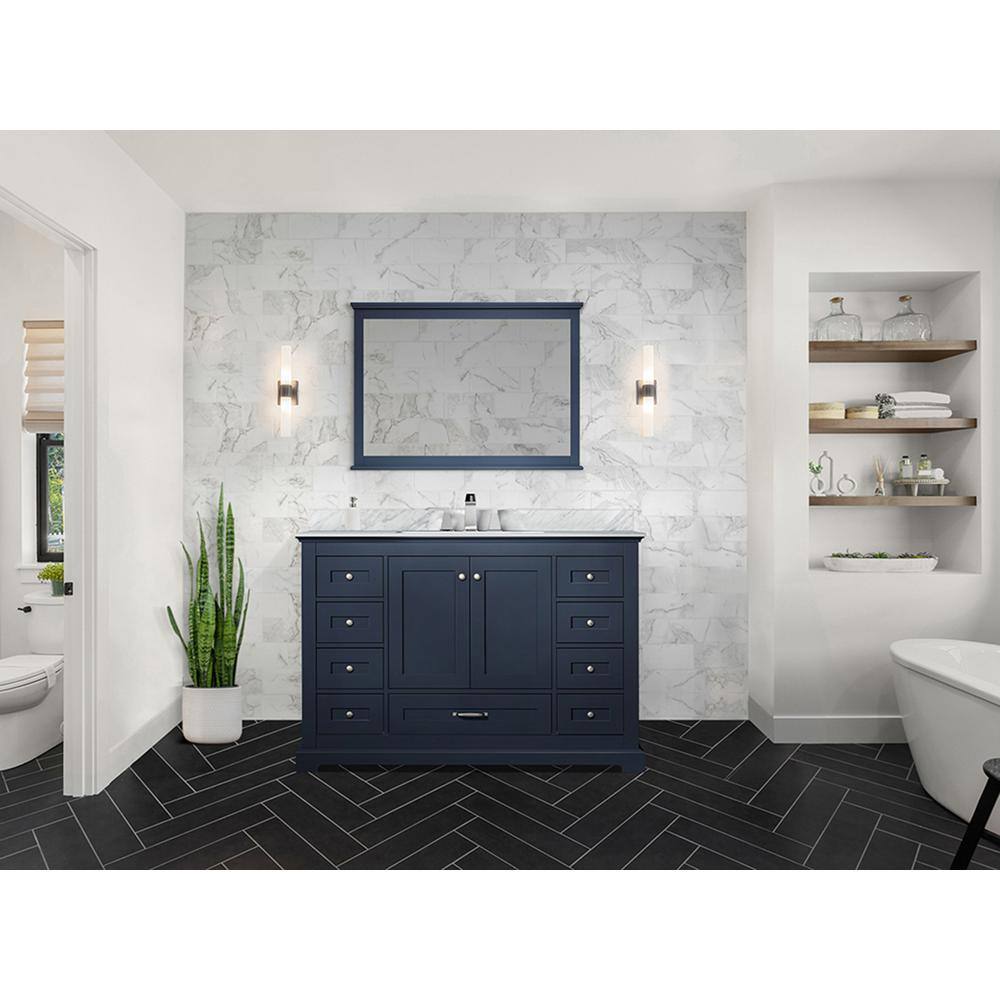 Navy Blue 48" Single Vanity with Carrara Marble Top