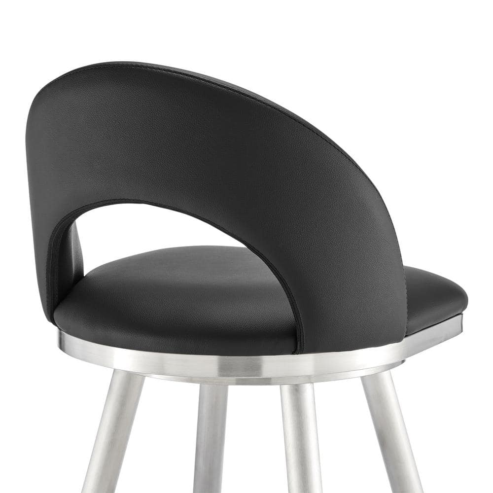 Charlotte 26" Black Faux Leather Swivel Counter Stool