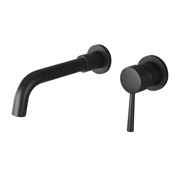 Fapully Single Handle Wall Mounted Bathroom Faucet 2 Holes Bathroom Sink Faucet with 360 ° in Matte Black
