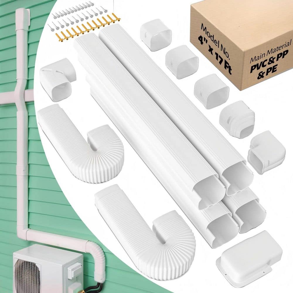 4 in. x 17 ft. Mini Split Line Set Cover, Waterproof Decorative Pipe Cover for Outdoor AC, HVAC and Heat Pump price history on PriceWatchPro