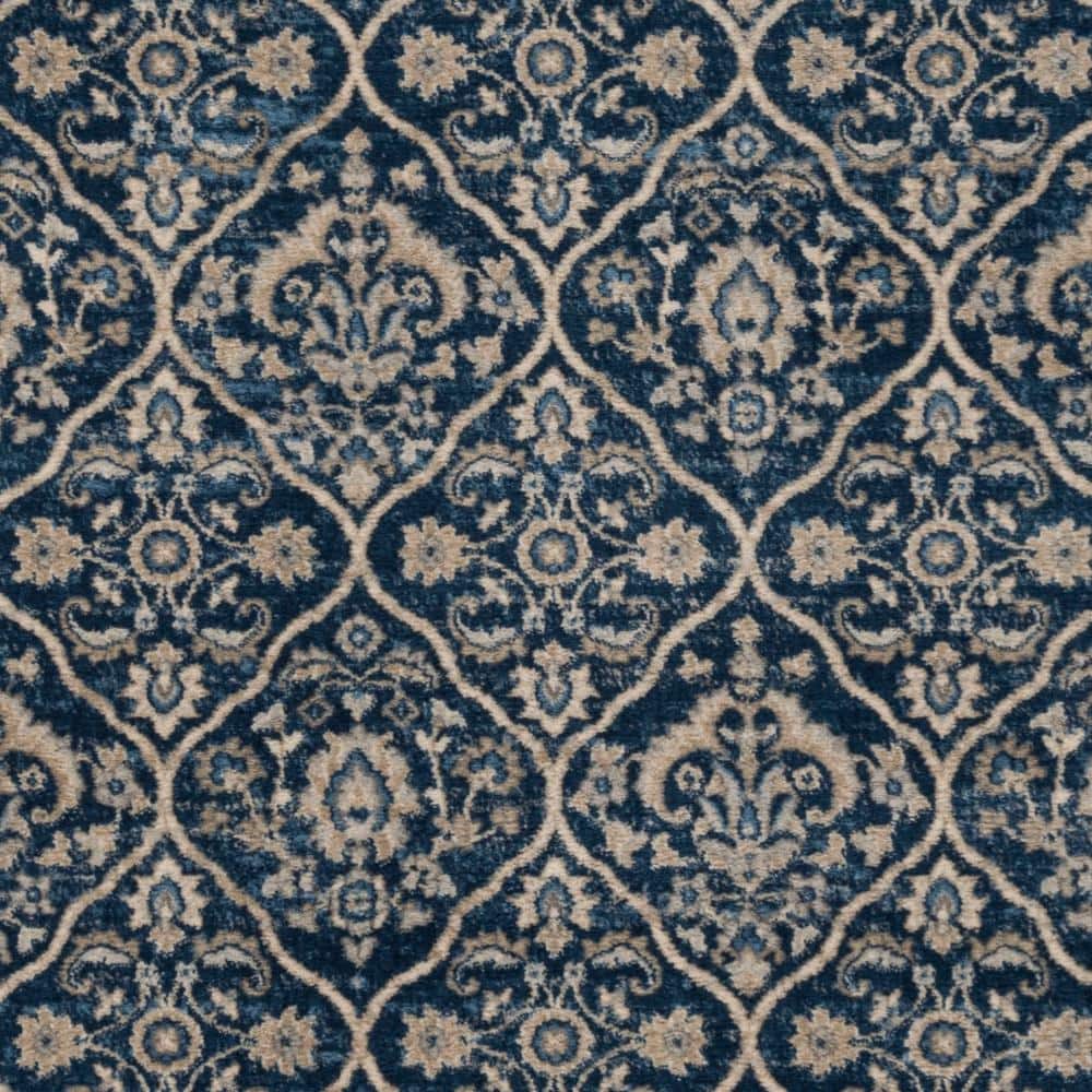 Navy and Light Grey Synthetic Rectangular Area Rug