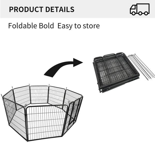Foldable Metal Wireless Indoor Outdoor Pet Fence Playpen Kit (16-Pieces)