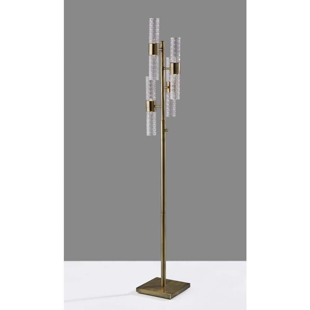 Adesso Harriet Antique Brass LED Adjustable Chandelier Floor Lamp