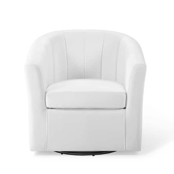 MODWAY Prospect White Performance Velvet Swivel Armchair