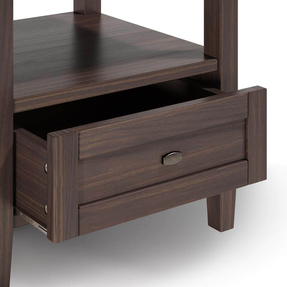 Warm Shaker Walnut Brown Solid Wood End Table with Storage