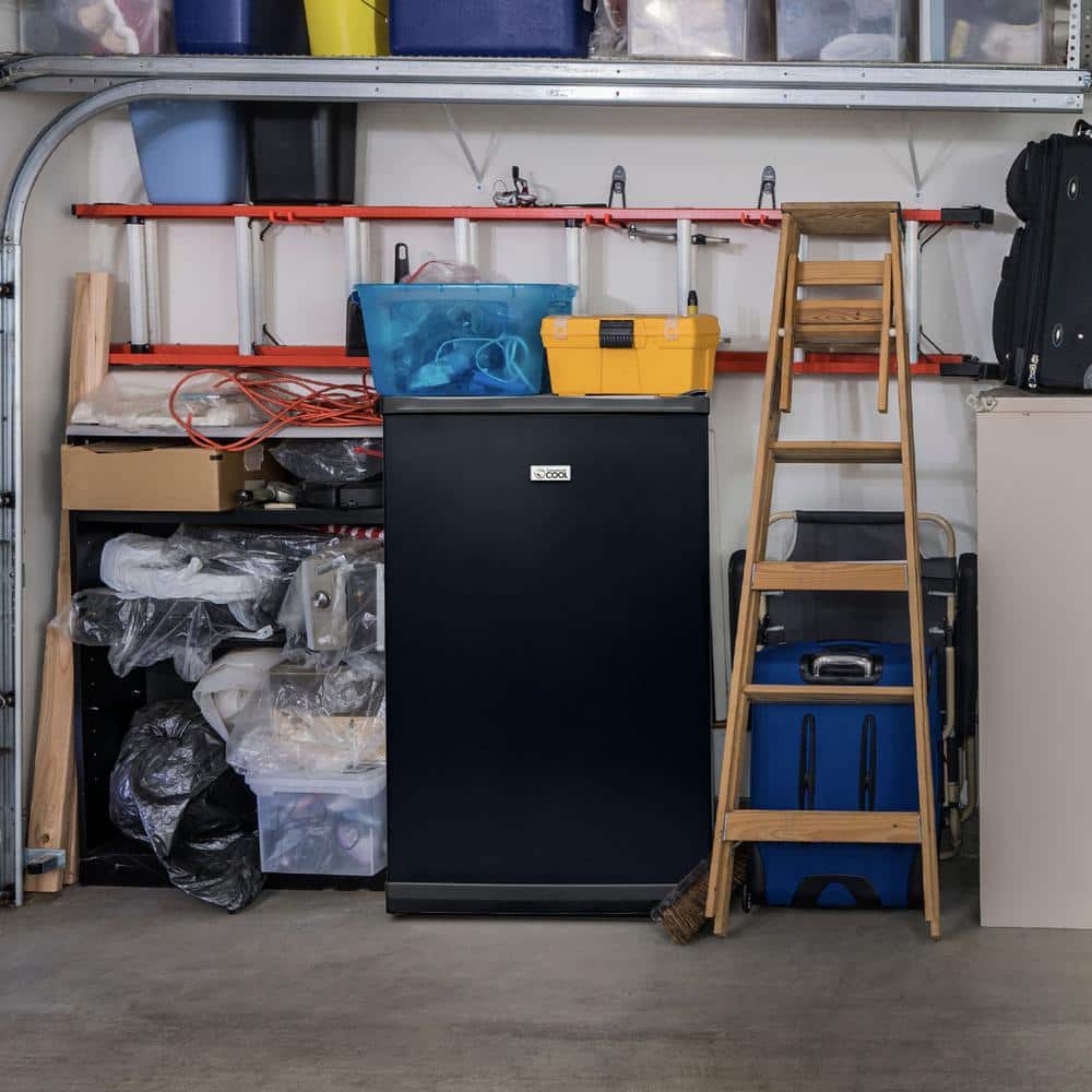 Compact Black Steel Upright Freezer with Adjustable Thermostat