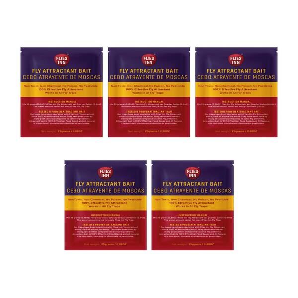 5 Fly Attractant Baits for Outdoor Fly Traps, Low Odor, Works with Every Fly Trap, No Poison, No Chemical