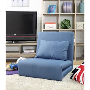 Blue Relaxie Linen Convertible Flip Chair Floor Sleeper