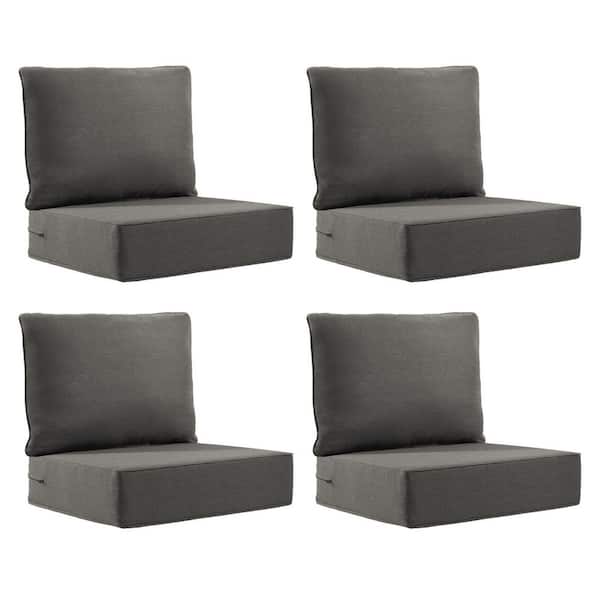 22 in. x 24 in. x 6 in. 8-Piece Olefin Deep Thick Seating Outdoor Lounge Chair Sofa Replacement Cushion Set in Gray
