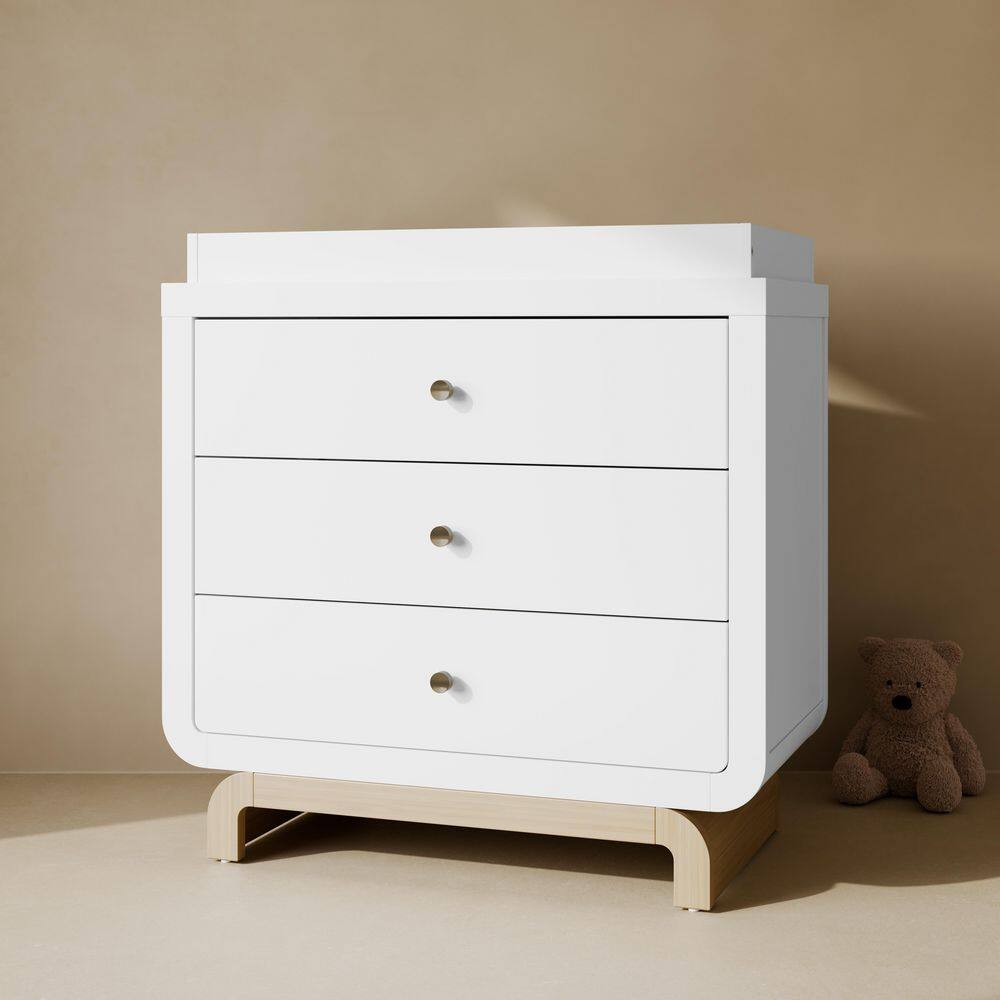 Santorini White with Driftwood 3 Drawer 35.5 in. Dresser with Changing Topper