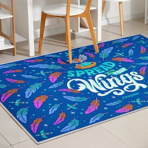 Crayola Spread Your Wings Blue 3 ft. 3 in. x 5 ft. Area Rug