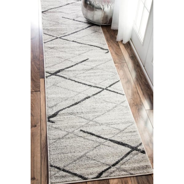 Thigpen Contemporary Stripes Gray 3 ft. x 12 ft. Runner Rug
