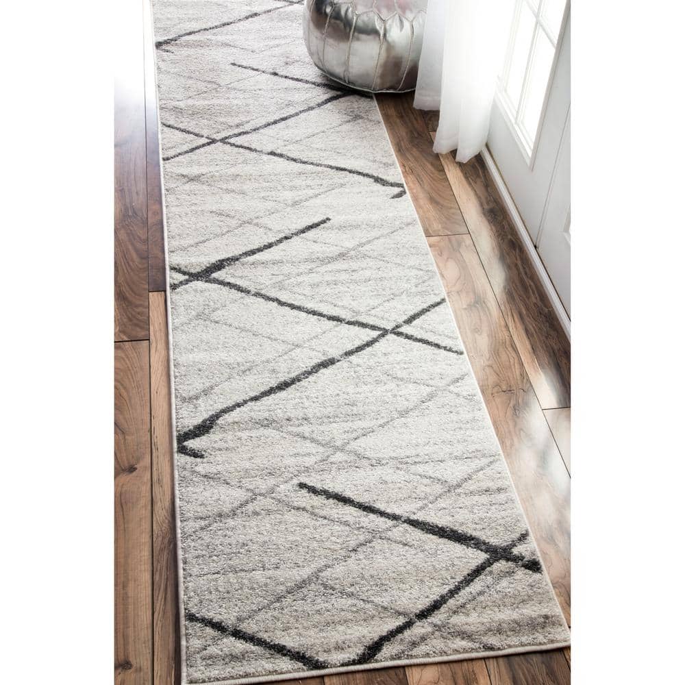 Gray Abstract Lines Reversible Area Rug