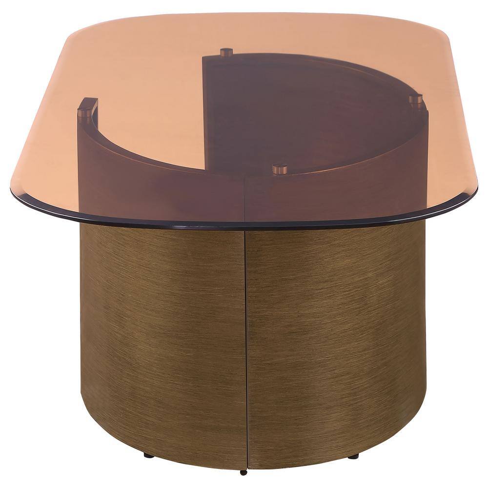 Rectangular Tawny Glass Coffee Table with Brushed Bronze Base