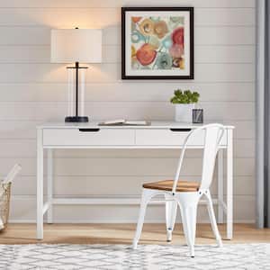 Craft 54 in. White Writing Desk with 2-Drawers