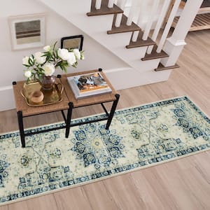 Empearal Navy 2 ft. 6 in. x 10 ft. Oriental Runner Area Rug