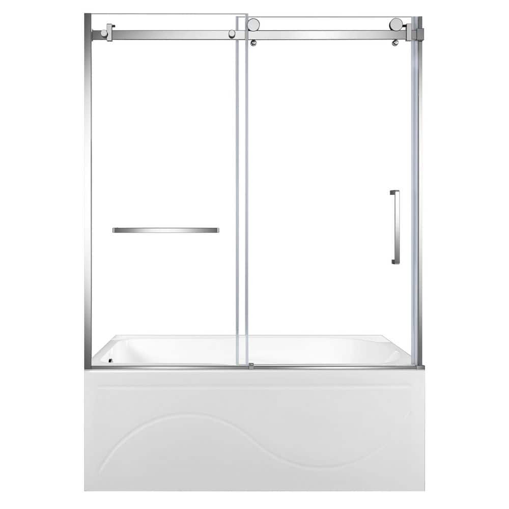 59.8 in. x 32 in. Acrylic Rectangular Alcove Soaking Bathtub with Left Drain in White/Polished Chrome price history on PriceWatchPro