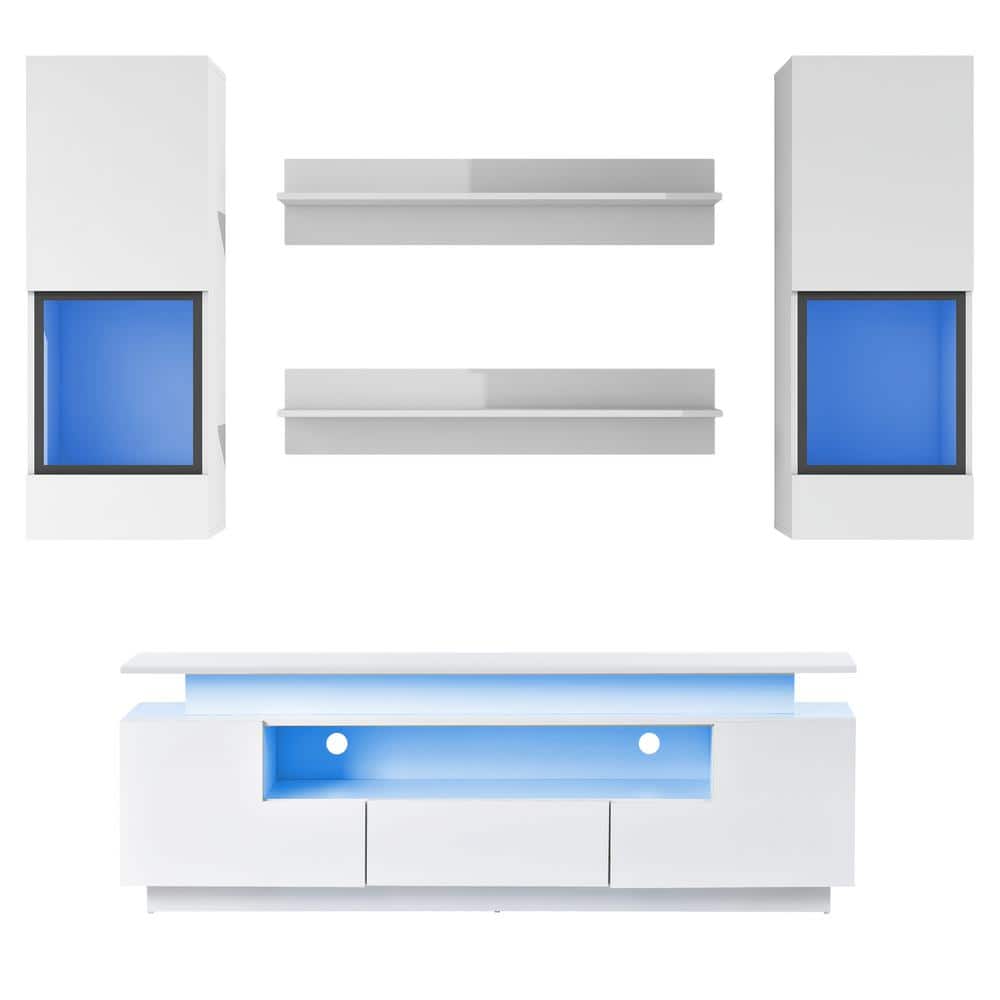 67 in. W x 13.2 in. D x 22.4 in. H Bathroom White Linen Cabinet