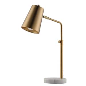 20 in. Antique Brass Task Lamp Adjustable Table Lamp with Natural Marble Base