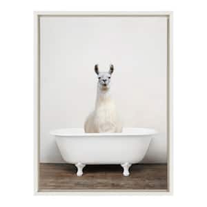 Sylvie "Alpaca in the Tub Color" by Amy Peterson Art Studio Framed Canvas Wall Art 18 in. x 24 in.