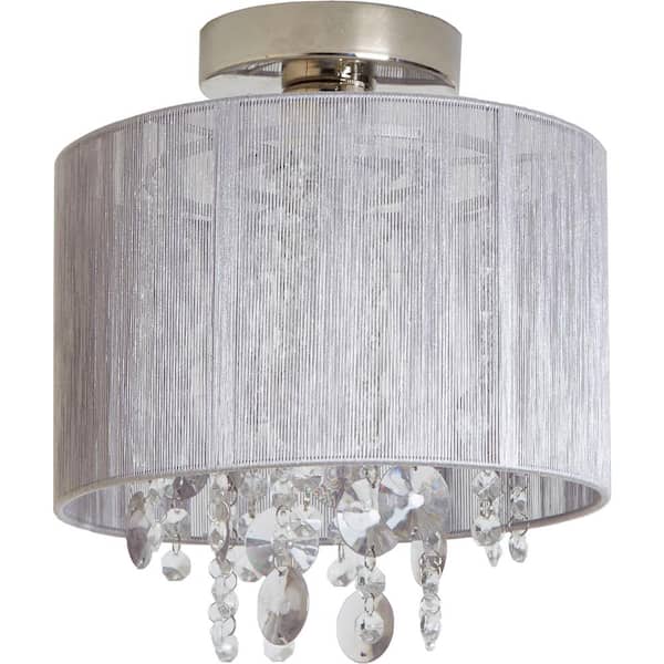 Decor Therapy Silvia String Beaded 1-Light Polished Nickel Flush Mount Light