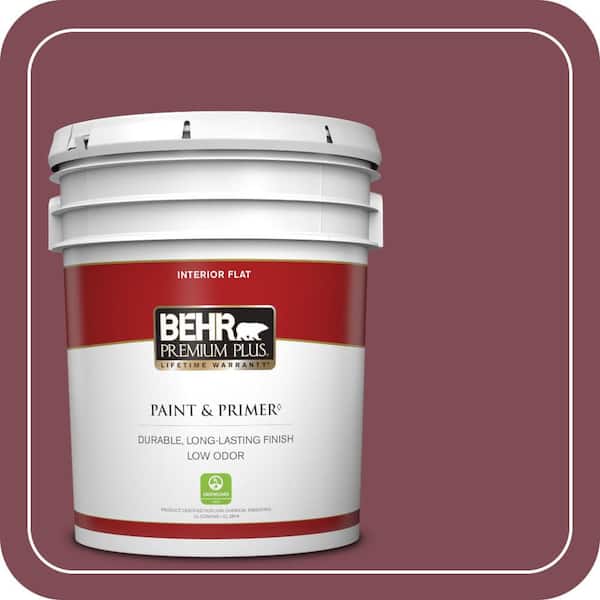 BEHR PREMIUM PLUS 5 gal. Home Decorators Collection #HDC-SP14-11 Rouge Charm Flat Low Odor Interior Paint & Primer