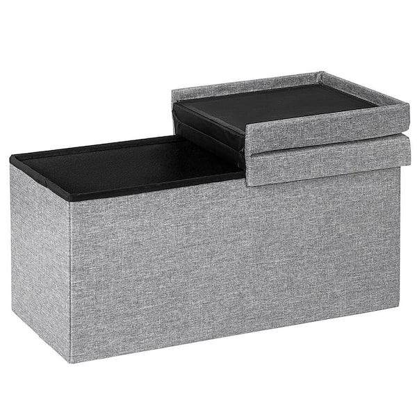 値下げ我谷風盆　約31.5cm×約21cm×約3.5cm Costway Grey 30 in. Folding Storage Ottoman with Lift Top