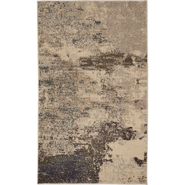 Nourison Celestial Ivory/Grey 3 ft. x 5 ft. Abstract Modern Kitchen Area Rug