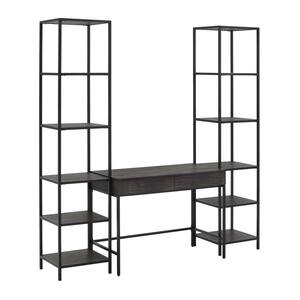 Jacobsen 79 in. 3-Piece Brown Ash Rectangular Writing Desk and Etagere Set