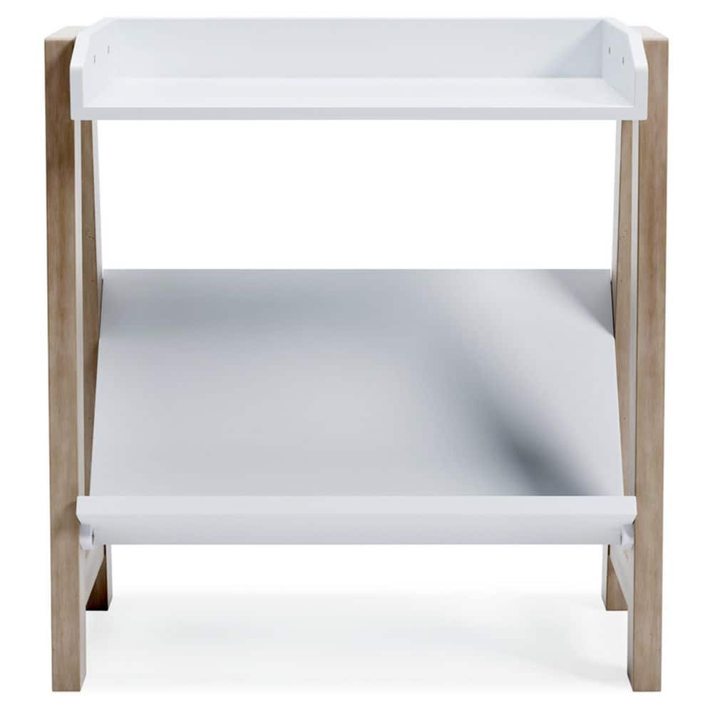 White and Beige Transitional Kids' Etagere Bookcase