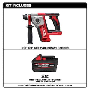 M18 18V Lithium-Ion Cordless 5/8 in. SDS-Plus Rotary Hammer w/(2) 6 Ah FORGE Batteries