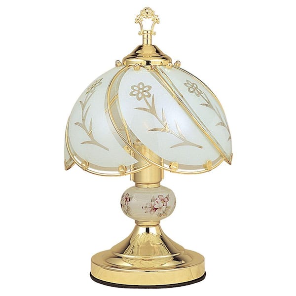ORE International 14.25 in. Floral Gold Touch Lamp