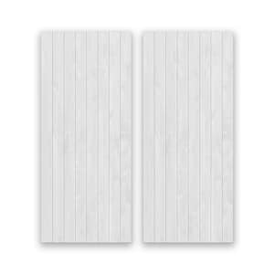 60 in. x 80 in. Hollow Core White Stained Pine Wood Interior Double Sliding Closet Doors