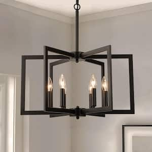 6-Light Matte Black Modern Industrial Geometric Pendant Light for Entryway Hallway Foyer