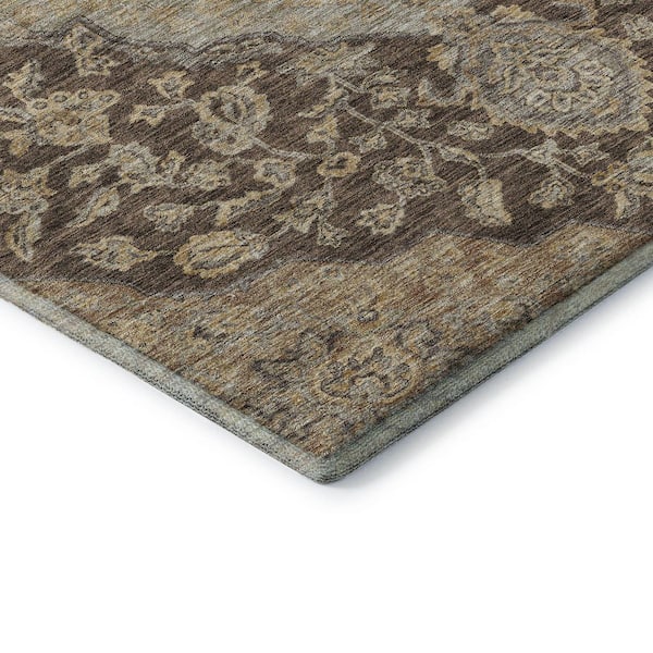 Mayfield Premium Machine Washable Abstract AMF1151 Chocolate 8 ft. x 10 ft. Area Rug