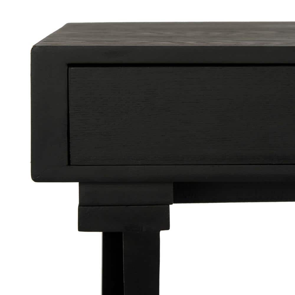 Weathered Black Transitional Wood Home Office Desk with Drawers