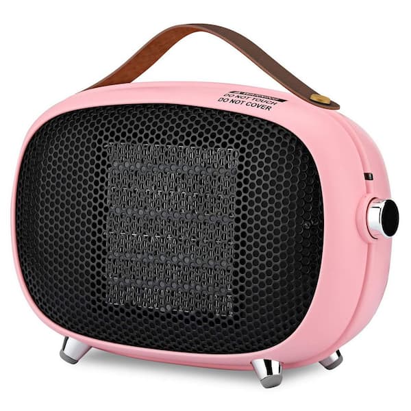 800W/400W Pink Indoor Electric Ceramic Space Heater PTC Portable Quiet Tip-Over Overheat Protection for Office Bedroom