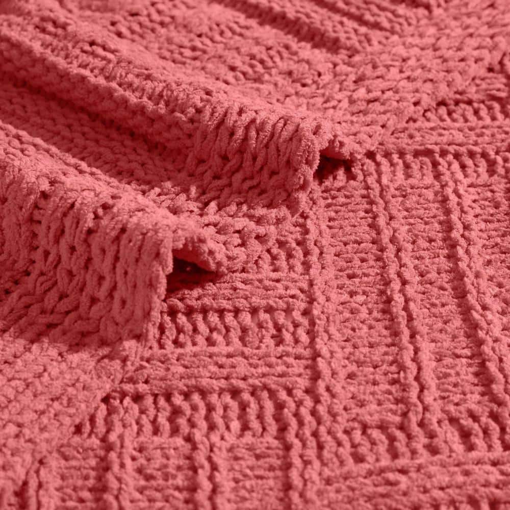 Coral Knitted Faux Fur Reversible Throw Blanket, 50" x 60"