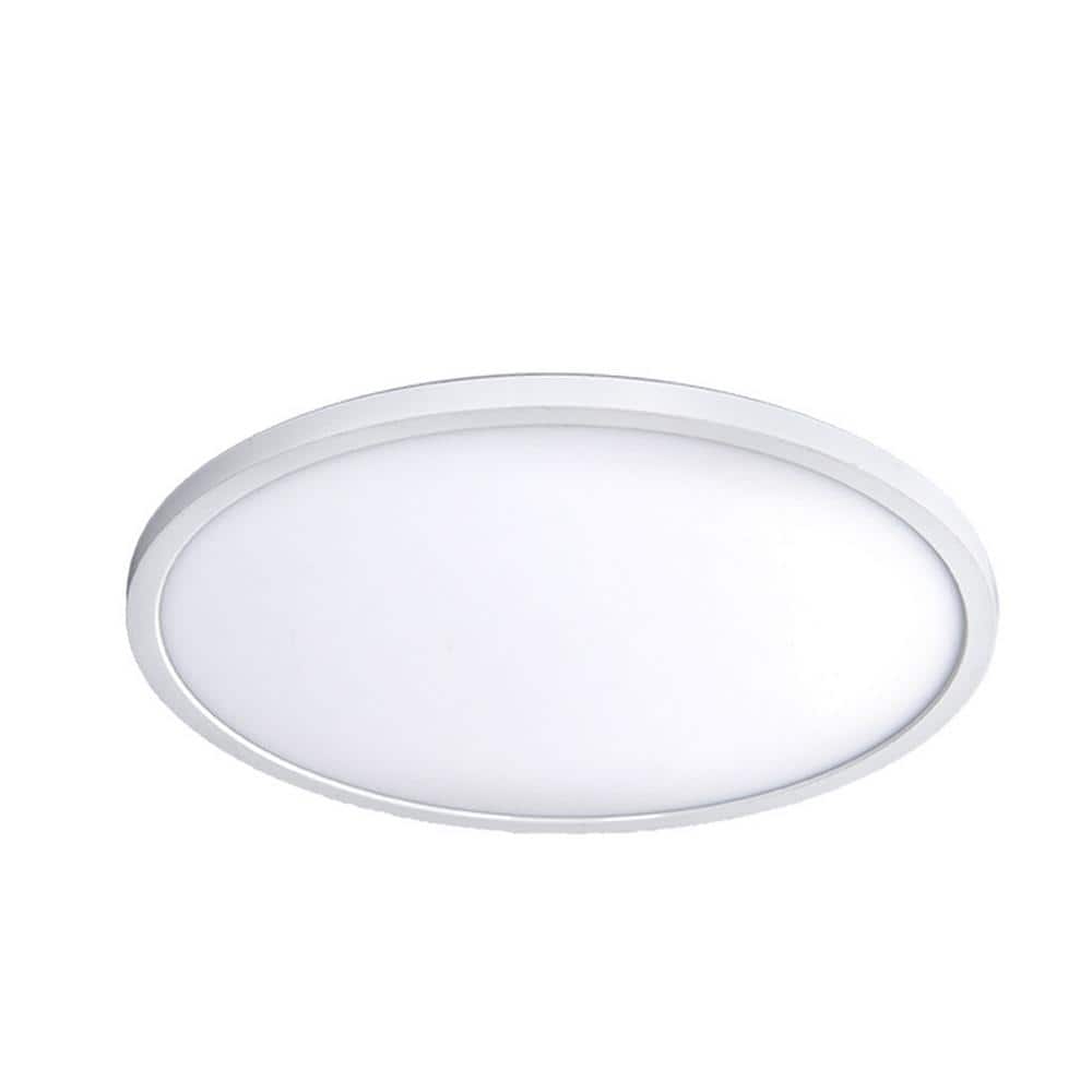 White Aluminum 15" Round LED Flush Mount Light